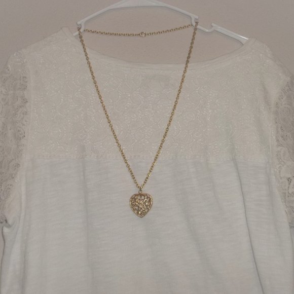 Puffy Heart Flower Necklace Pendant Charm Long Chain Costume Jewelry Girl A562 - Picture 6 of 6